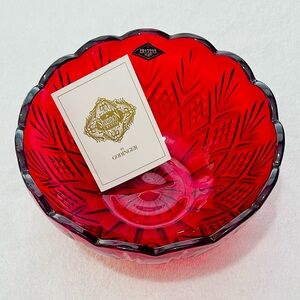 Shannon by Godinger Dublin Ruby Red Crystal 12" Scalloped Serving / Salad Bowl